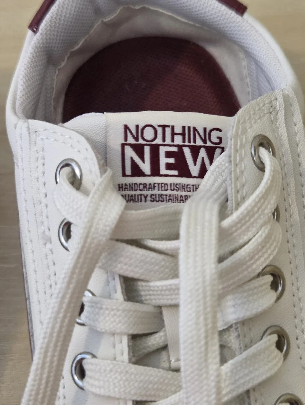Women's White Casual Sneakers with Maroon Accent